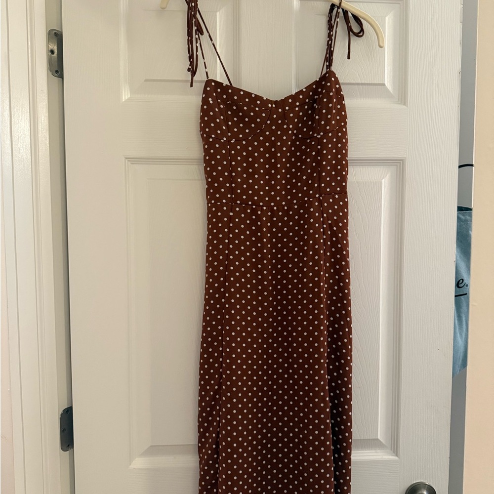 Vintage Brown Polka Dot Women's Dress